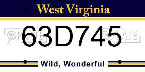 63D745 West Virginia License Plate