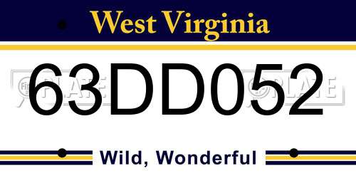 63DD052 West Virginia License Plate
