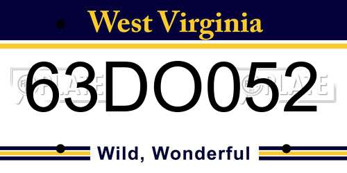 63DO052 West Virginia License Plate