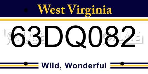 63DQ082 West Virginia License Plate