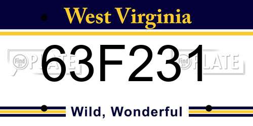 63F231 West Virginia License Plate
