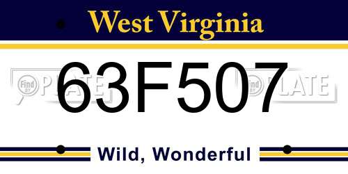 63F507 West Virginia License Plate