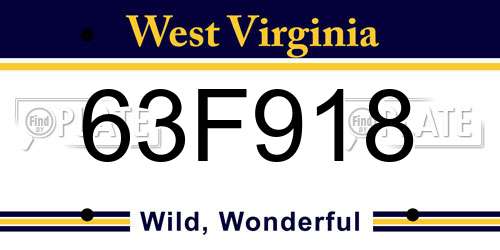 63F918 West Virginia License Plate