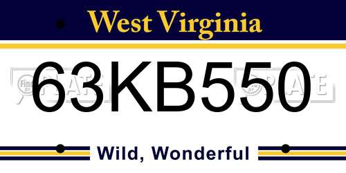 63KB550 West Virginia License Plate