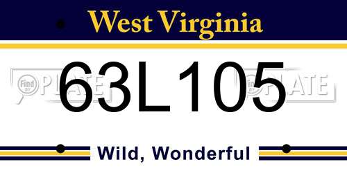 63L105 West Virginia License Plate