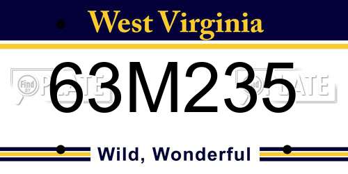 63M235 West Virginia License Plate