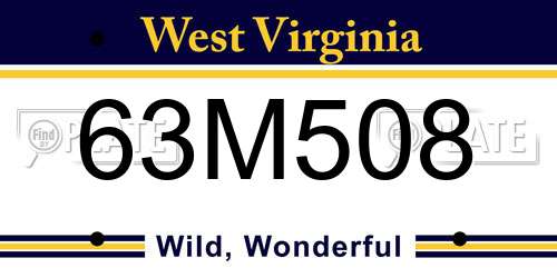 63M508 West Virginia License Plate