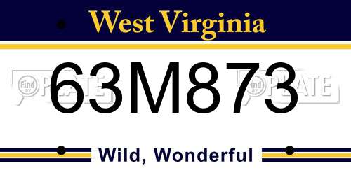 63M873 West Virginia License Plate