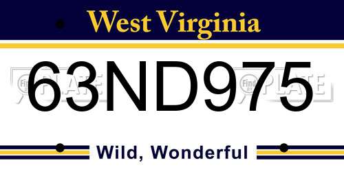 63ND975 West Virginia License Plate