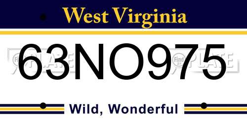 63NO975 West Virginia License Plate