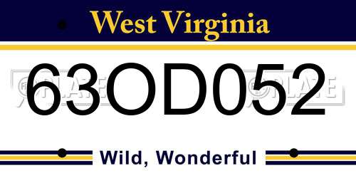 63OD052 West Virginia License Plate
