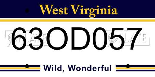 63OD057 West Virginia License Plate