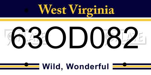 63OD082 West Virginia License Plate