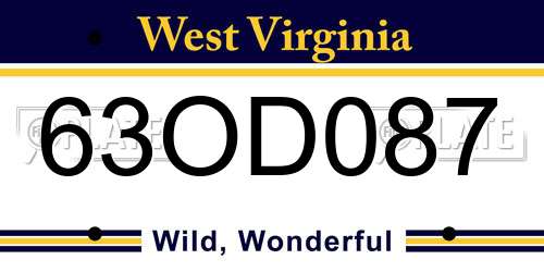 63OD087 West Virginia License Plate