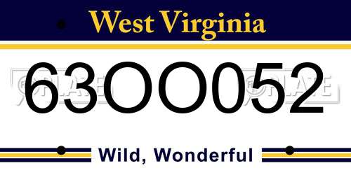 63OO052 West Virginia License Plate