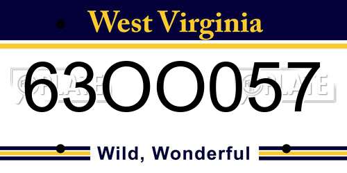 63OO057 West Virginia License Plate