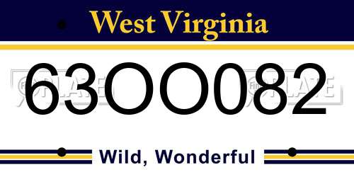 63OO082 West Virginia License Plate