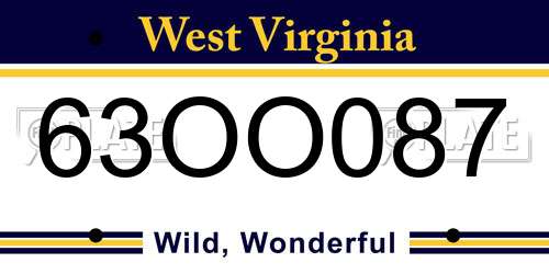 63OO087 West Virginia License Plate