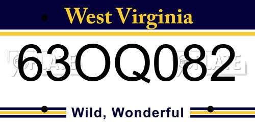 63OQ082 West Virginia License Plate