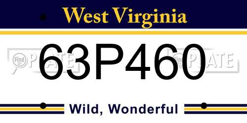 63P460 West Virginia License Plate