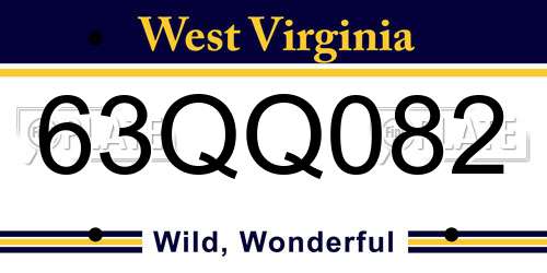 63QQ082 West Virginia License Plate