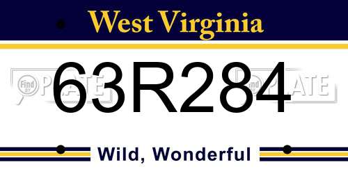 63R284 West Virginia License Plate