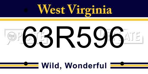63R596 West Virginia License Plate