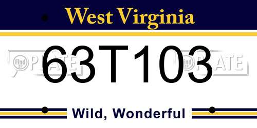 63T103 West Virginia License Plate