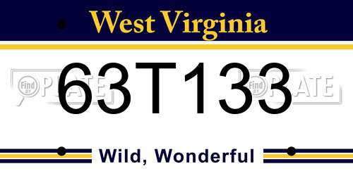 63T133 West Virginia License Plate