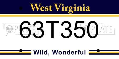 63T350 West Virginia License Plate