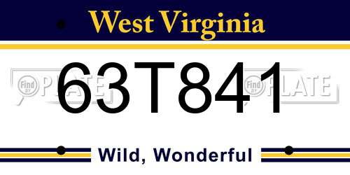 63T841 West Virginia License Plate