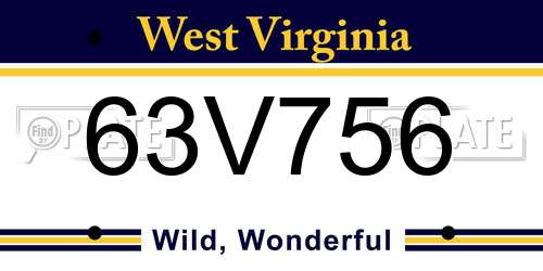 63V756 West Virginia License Plate