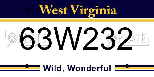 63W232 West Virginia License Plate