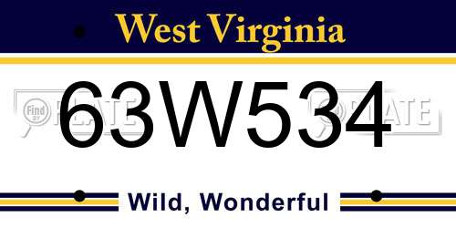 63W534 West Virginia License Plate