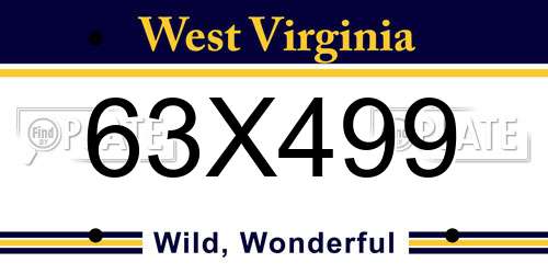 63X499 West Virginia License Plate