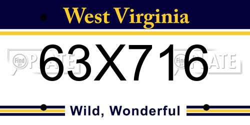 63X716 West Virginia License Plate
