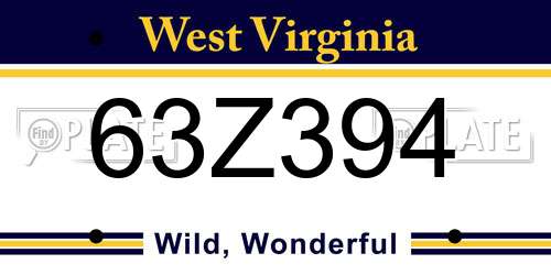 63Z394 West Virginia License Plate