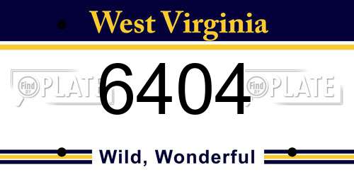 6404 West Virginia License Plate