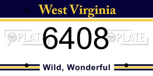 6408 West Virginia License Plate
