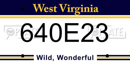 640E23 West Virginia License Plate