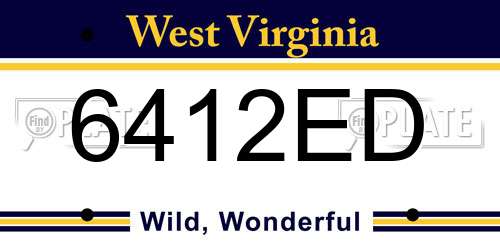 6412ED West Virginia License Plate