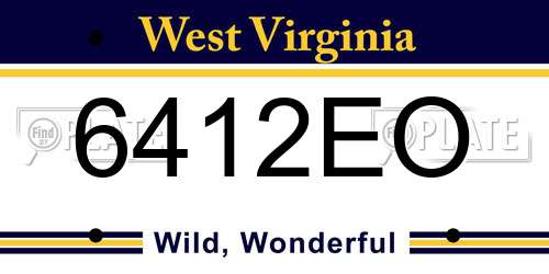 6412EO West Virginia License Plate
