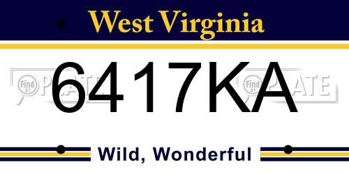 6417KA West Virginia License Plate