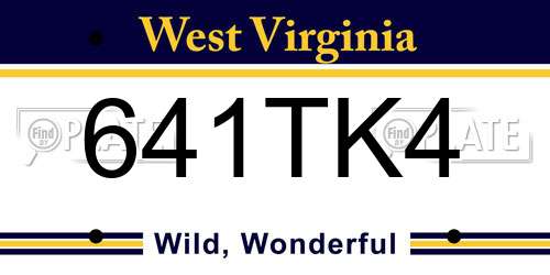 641TK4 West Virginia License Plate