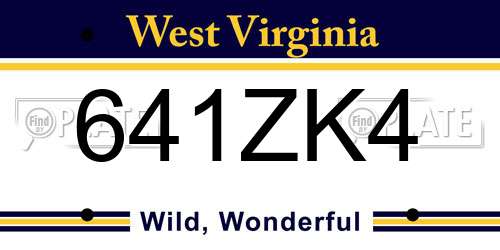 641ZK4 West Virginia License Plate
