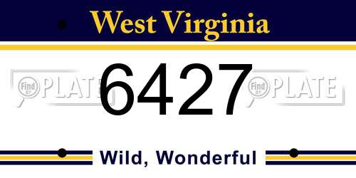 6427 West Virginia License Plate