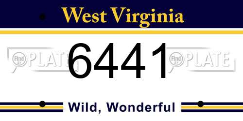 6441 West Virginia License Plate
