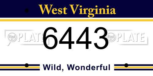 6443 West Virginia License Plate