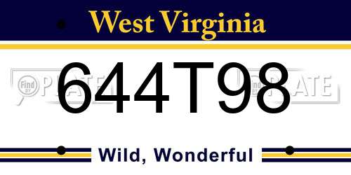 644T98 West Virginia License Plate