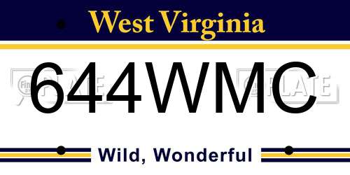 644WMC West Virginia License Plate
